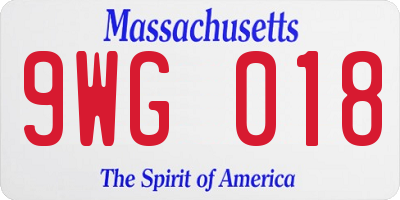 MA license plate 9WG018