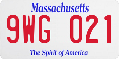 MA license plate 9WG021