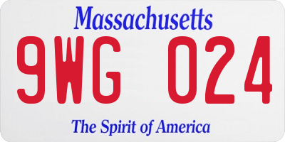 MA license plate 9WG024