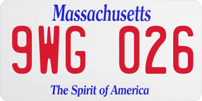 MA license plate 9WG026