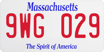 MA license plate 9WG029