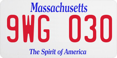 MA license plate 9WG030