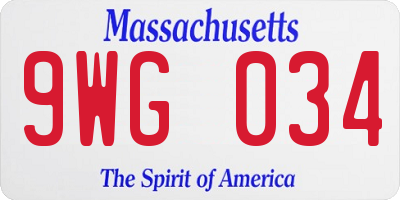 MA license plate 9WG034