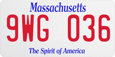 MA license plate 9WG036