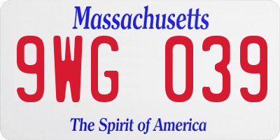 MA license plate 9WG039