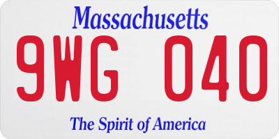 MA license plate 9WG040