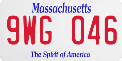 MA license plate 9WG046