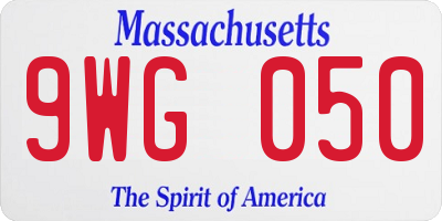 MA license plate 9WG050