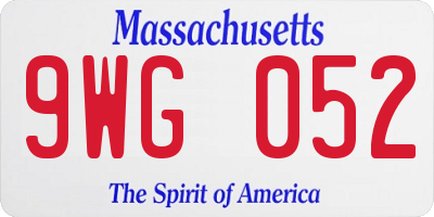 MA license plate 9WG052
