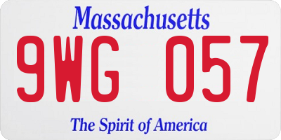 MA license plate 9WG057