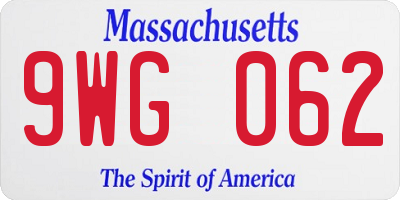 MA license plate 9WG062