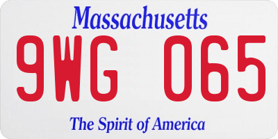 MA license plate 9WG065