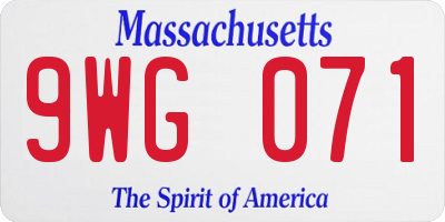 MA license plate 9WG071