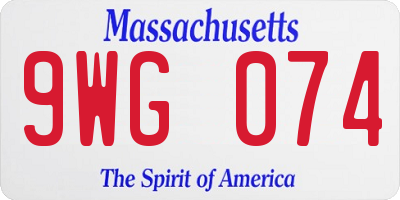 MA license plate 9WG074