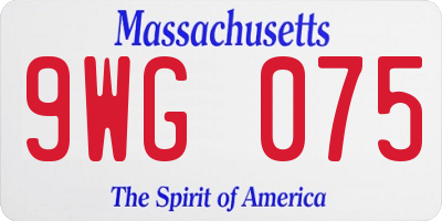 MA license plate 9WG075