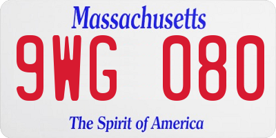 MA license plate 9WG080
