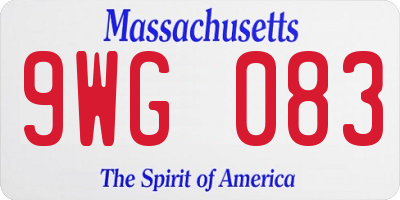 MA license plate 9WG083