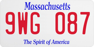 MA license plate 9WG087
