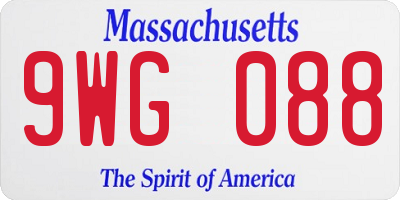 MA license plate 9WG088