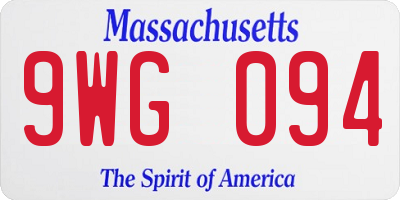 MA license plate 9WG094
