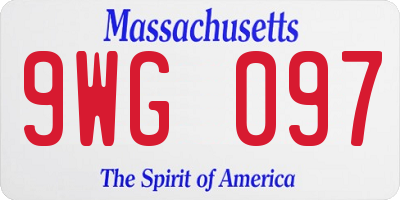 MA license plate 9WG097