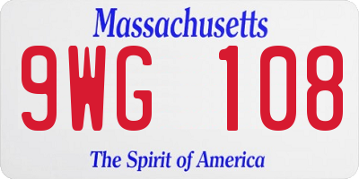 MA license plate 9WG108