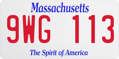 MA license plate 9WG113