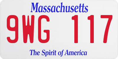 MA license plate 9WG117