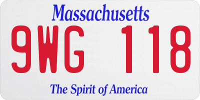 MA license plate 9WG118