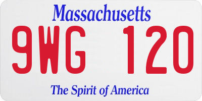 MA license plate 9WG120