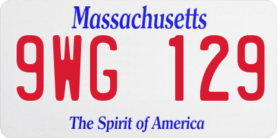 MA license plate 9WG129