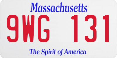 MA license plate 9WG131