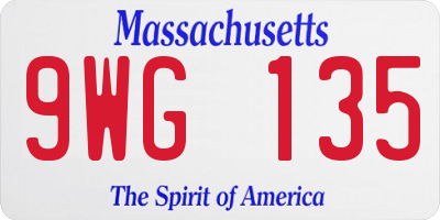 MA license plate 9WG135