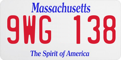 MA license plate 9WG138