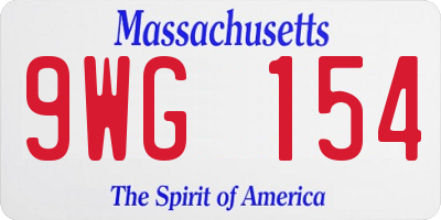 MA license plate 9WG154
