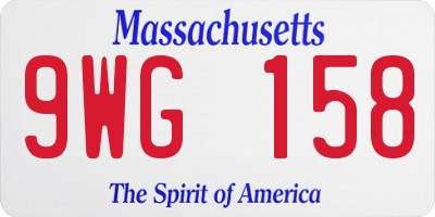 MA license plate 9WG158