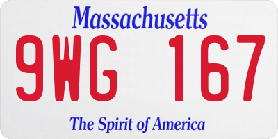 MA license plate 9WG167