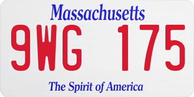 MA license plate 9WG175