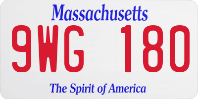 MA license plate 9WG180
