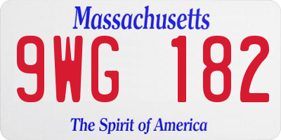 MA license plate 9WG182