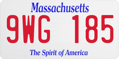 MA license plate 9WG185