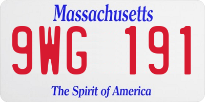 MA license plate 9WG191