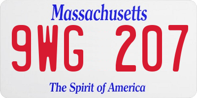 MA license plate 9WG207
