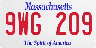 MA license plate 9WG209