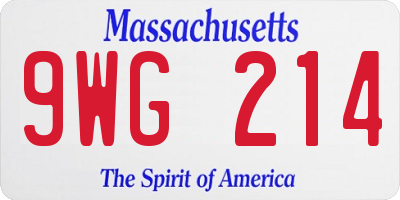 MA license plate 9WG214