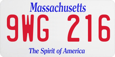 MA license plate 9WG216