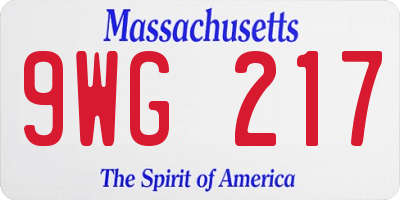 MA license plate 9WG217
