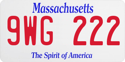 MA license plate 9WG222