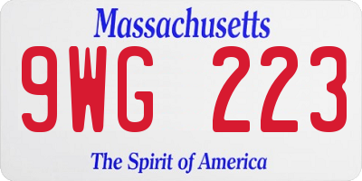 MA license plate 9WG223