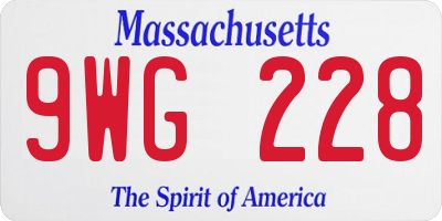MA license plate 9WG228